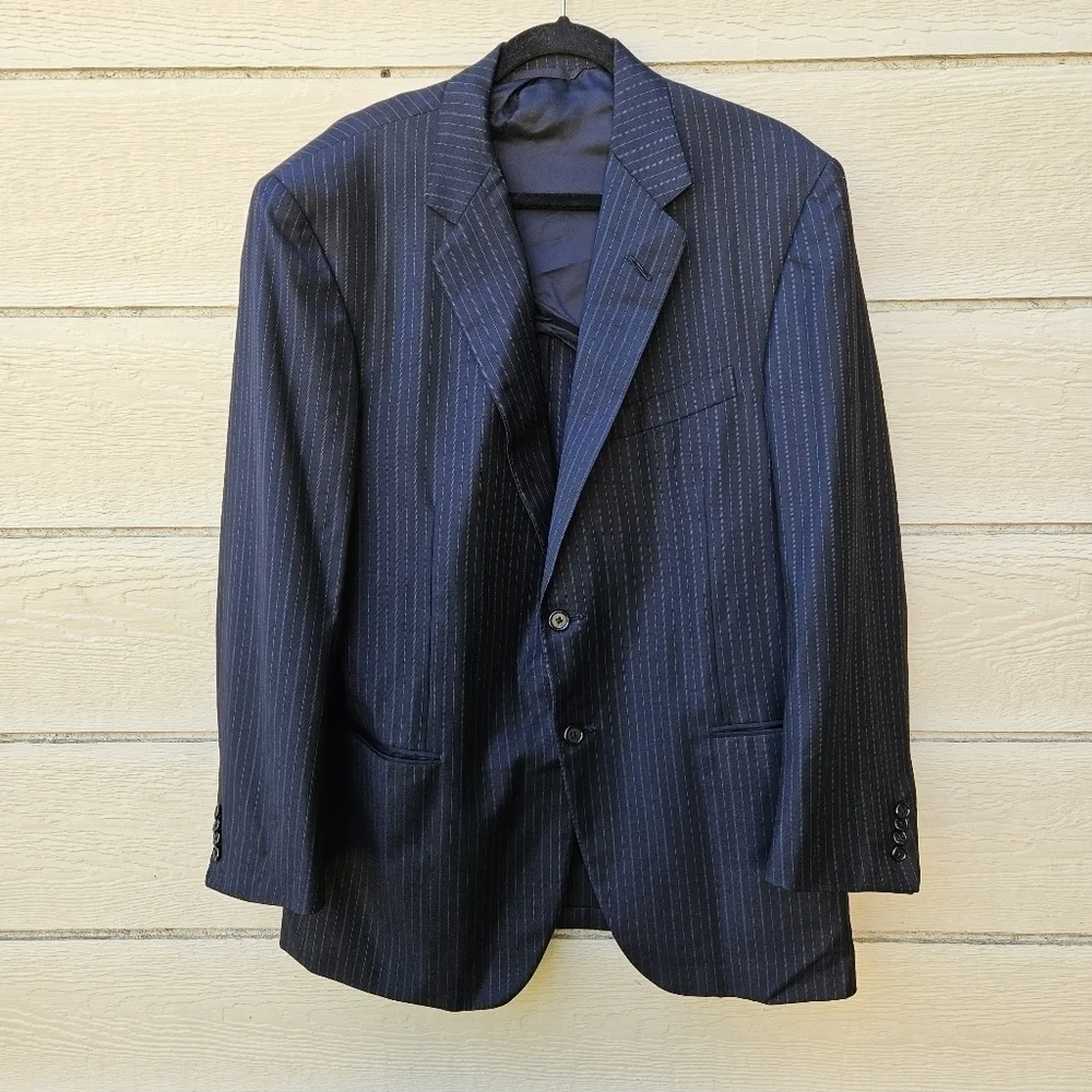 Oxxford Super 120s charcoal pinstripe sport coat Gibbons 2 button notch 44R
